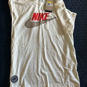 Nike Cream Tee with Red and Gray Logo